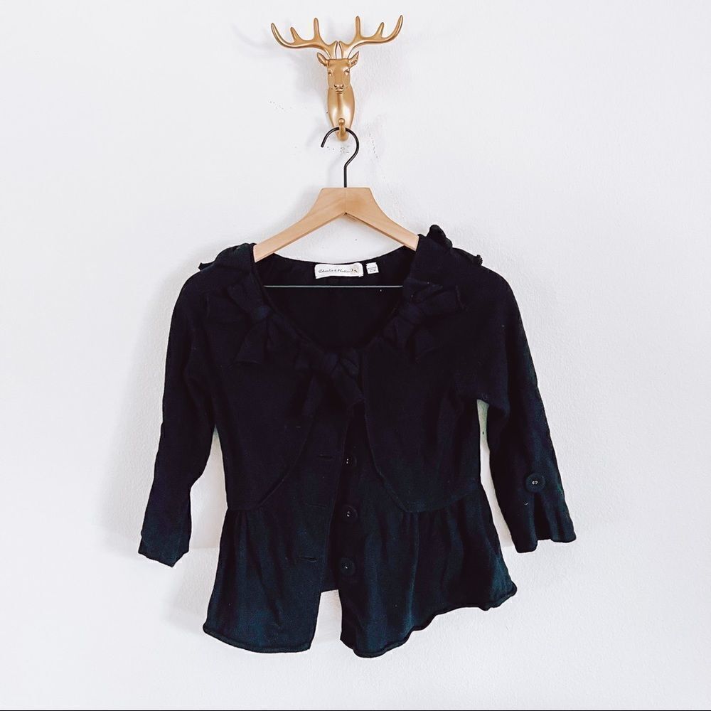 CHARLIE & Robin Women's Black Wool/Cashmere Blend Cardigan Top Size Small